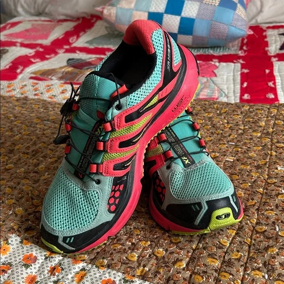 Salomon XR Mission 1 Teal and Red Trail women’s Running Shoes size 8.5 - Picture 12 of 13